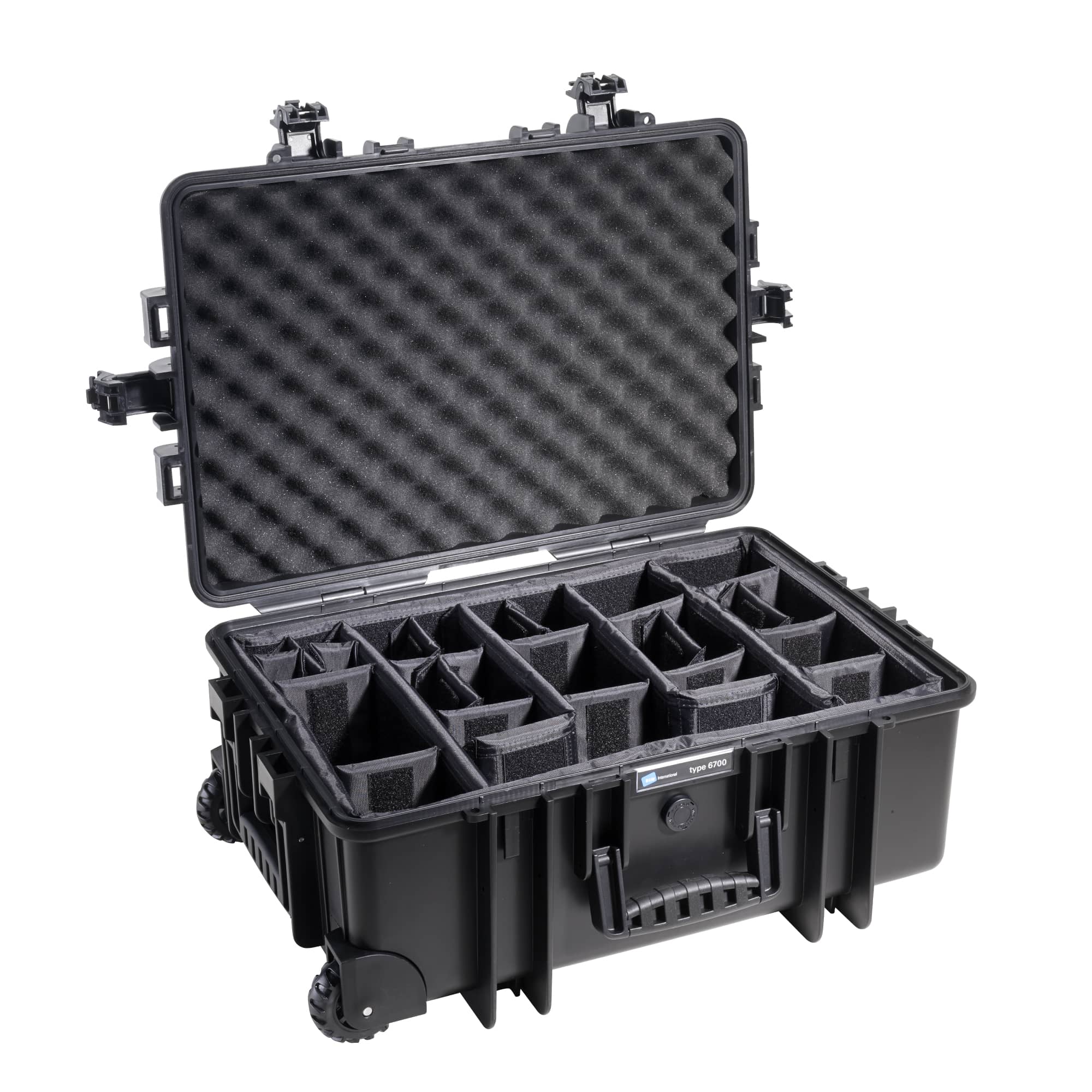 B&W Outdoor Case Typ 6700 schwarz mit variabler Facheinteilung (RPD) Farbe: schwarz / Innenausstattung: Facheinteilung (RPD)