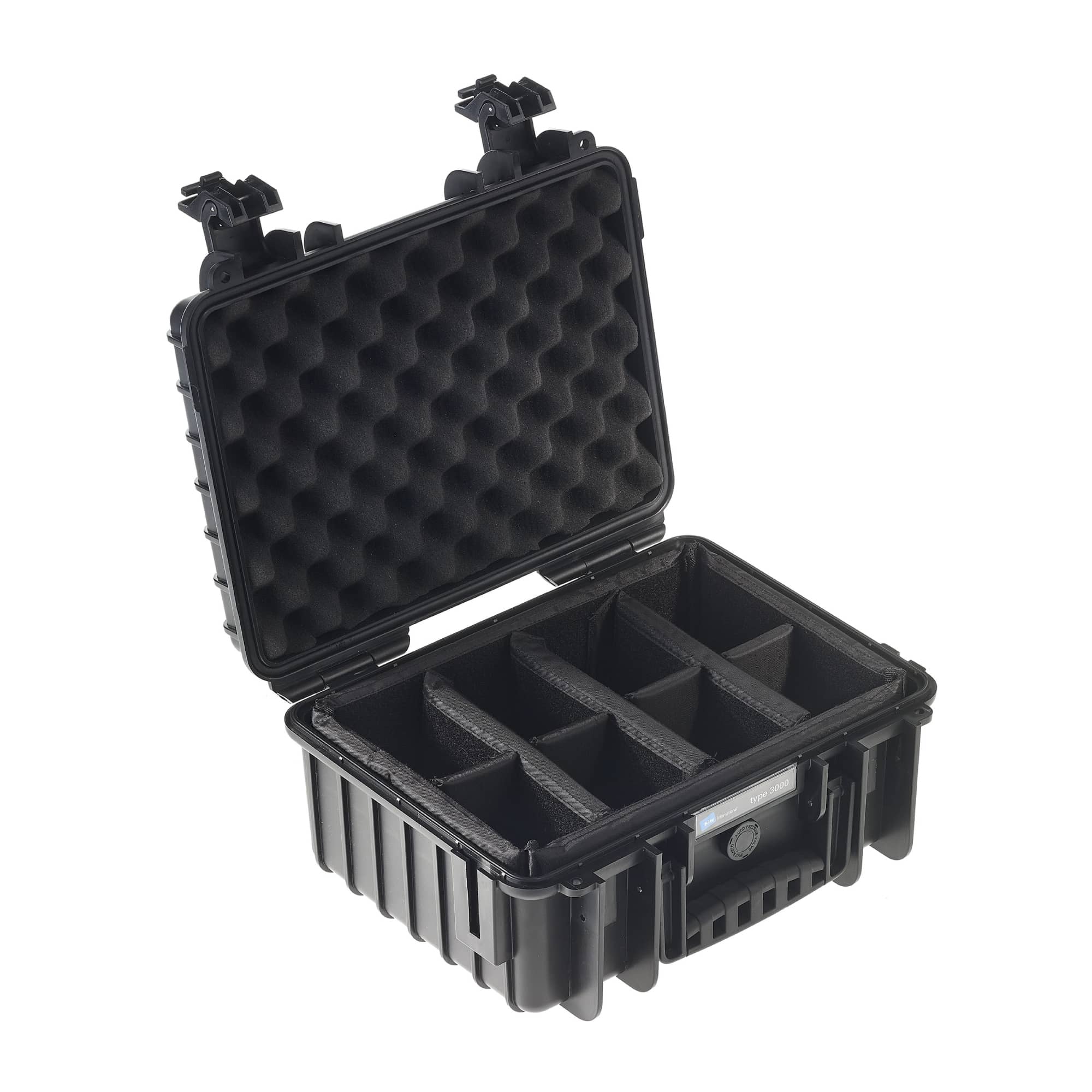 B&W Outdoor Case Typ 3000 in schwarz mit variabler Facheinteilung (RPD)