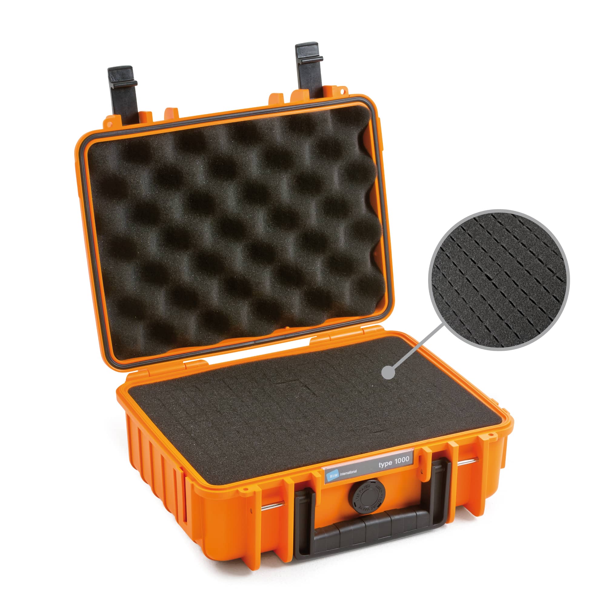B&W Outdoor Case Typ 1000 orange mit Würfelschaum (SI) Farbe: orange / Innenausstattung: Würfelschaum (SI)