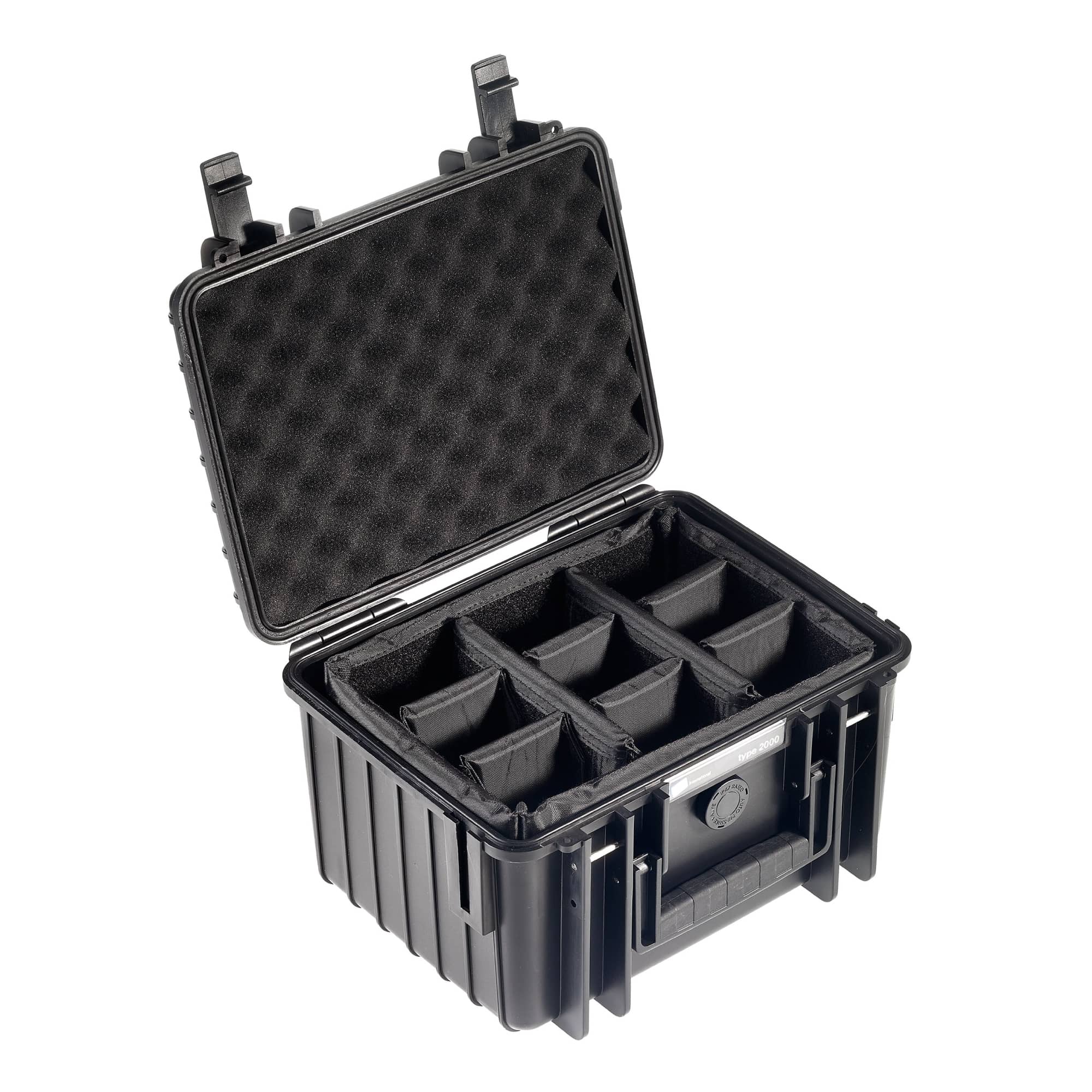 B&W Outdoor Case Typ 2000 schwarz mit variable Facheinteilung (RPD)