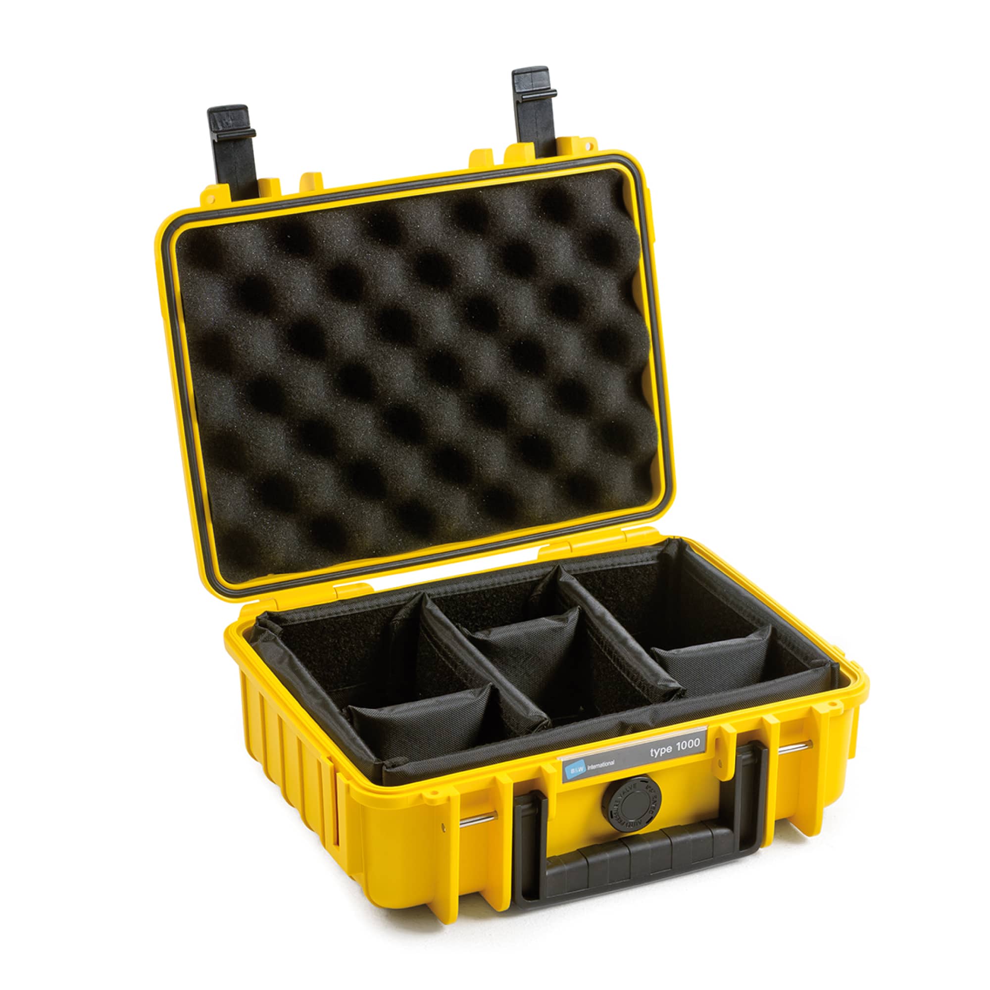 B&W Outdoor Case Typ 1000 gelb mit variabler Facheinteilung (RPD) Farbe: gelb / Innenausstattung: Facheinteilung (RPD)